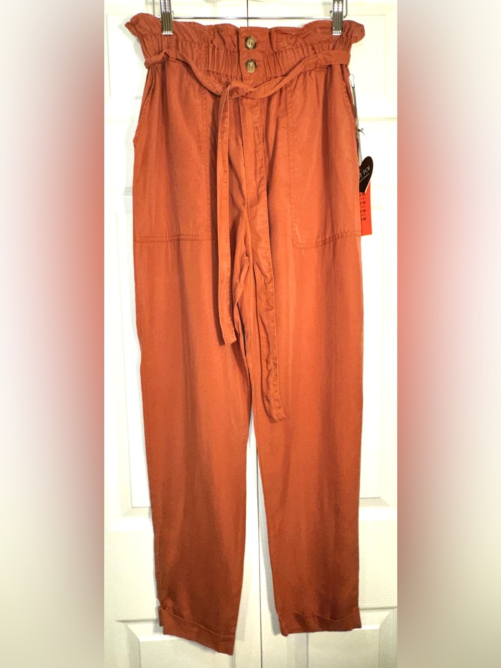 C’est Toi PA6018 Tencel Paperbag Waist Belted Utility Pants S NWT